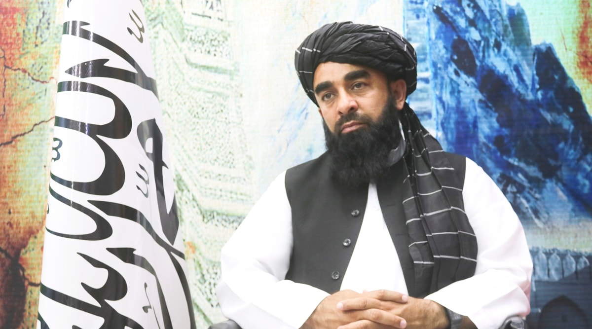 The Taliban's spokesman, Zabihullah Mujahid, sits during an interview in Kandahar, Afghanistan,Aug. 14, 2023. (AP)