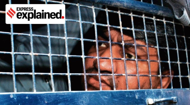 Abdul Karim Telgi comes out of special CBI court in Mumbai.