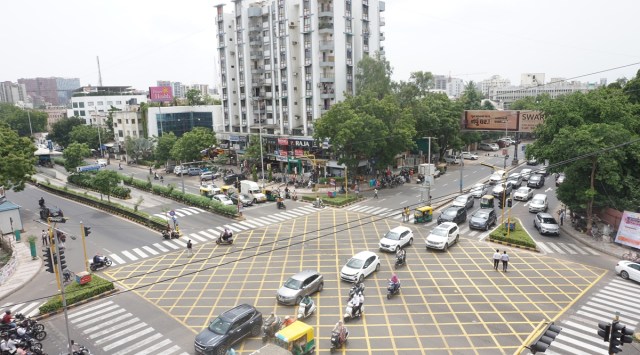 Ahmedabad Traffic Police, Ahmedabad tyre-killers, wrong-side driving, yellow box, Lack of maintenance, awareness pose challenge, deli Chanakyapuri area, indian express news