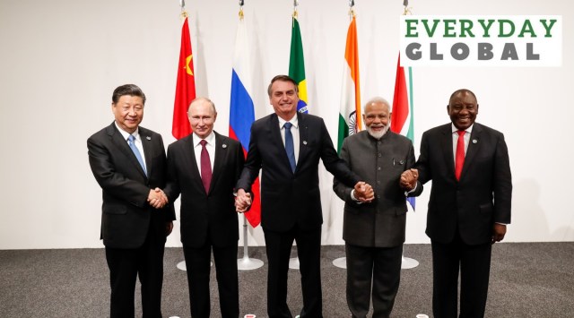 BRICS leaders: China's Xi Jinping, Russia's Vladimir Putin, Brazil's Jair Bolsonaro, India's Narendra Modi and South Africa's Cyril Ramaphosa.