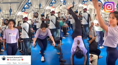 cartwheel in busy metro