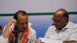 NCP leaders Sharad Pawar (right) and Ajit Pawar (left).