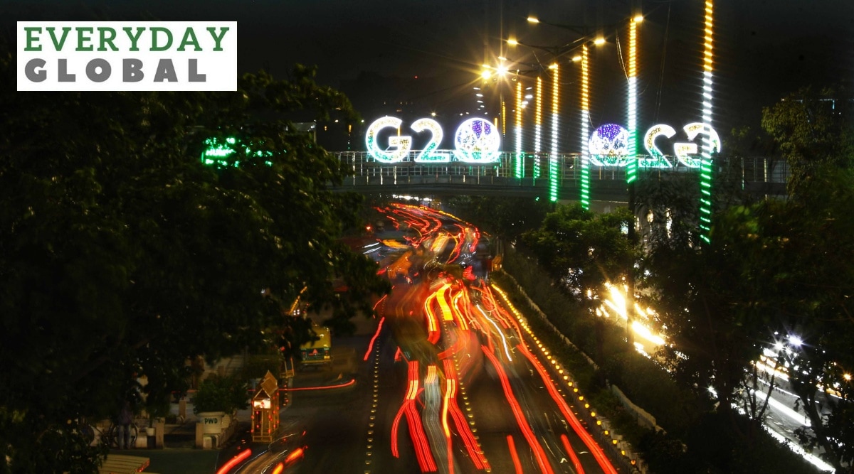Preparation and Lightning around Bharat Mandapam ahead of G20 summit, on Sunday, August 27, 2023.