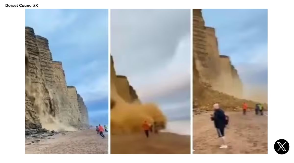 Watch: Beachgoers in the UK have lucky escape after cliff collapses - Vimarsana News