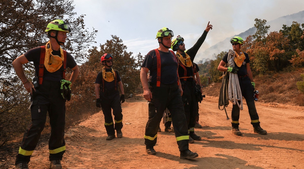 europe weather, greece wildfires, indian express