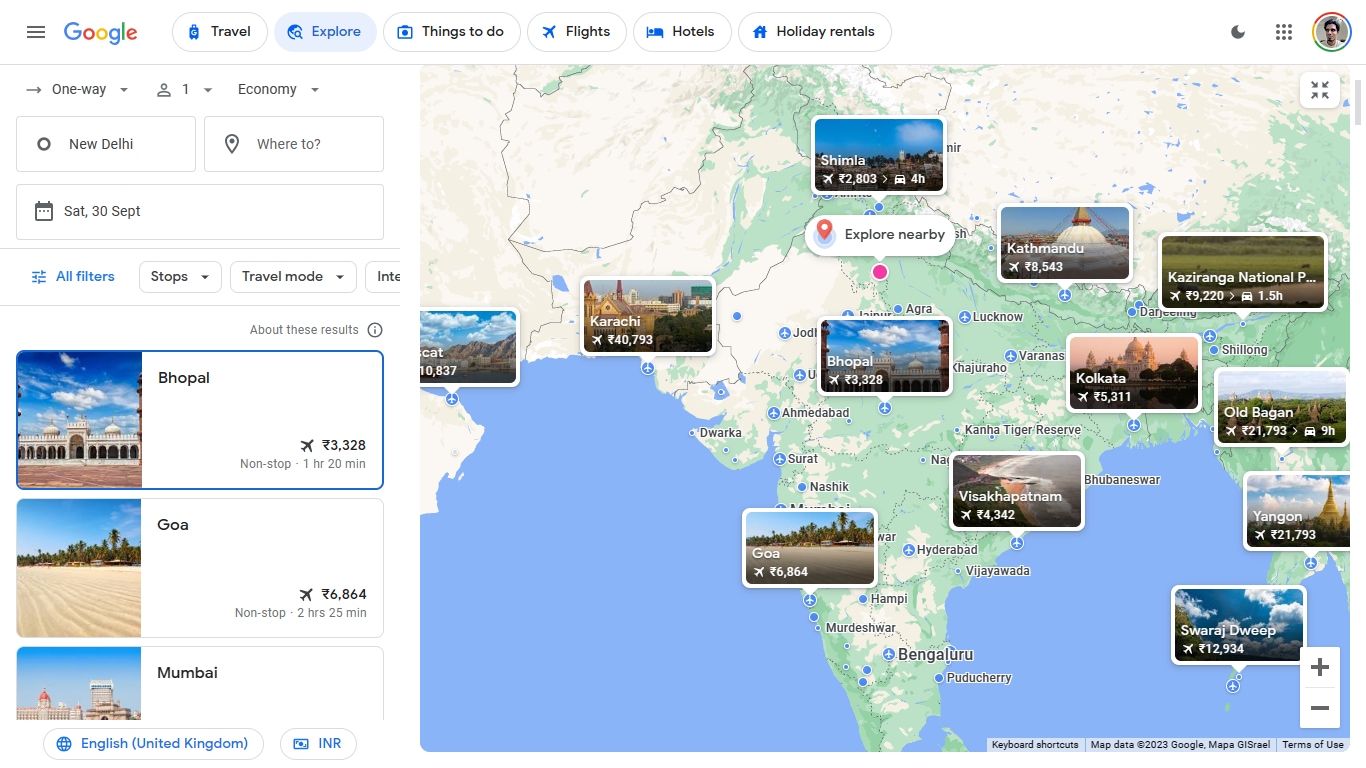 google flights explore