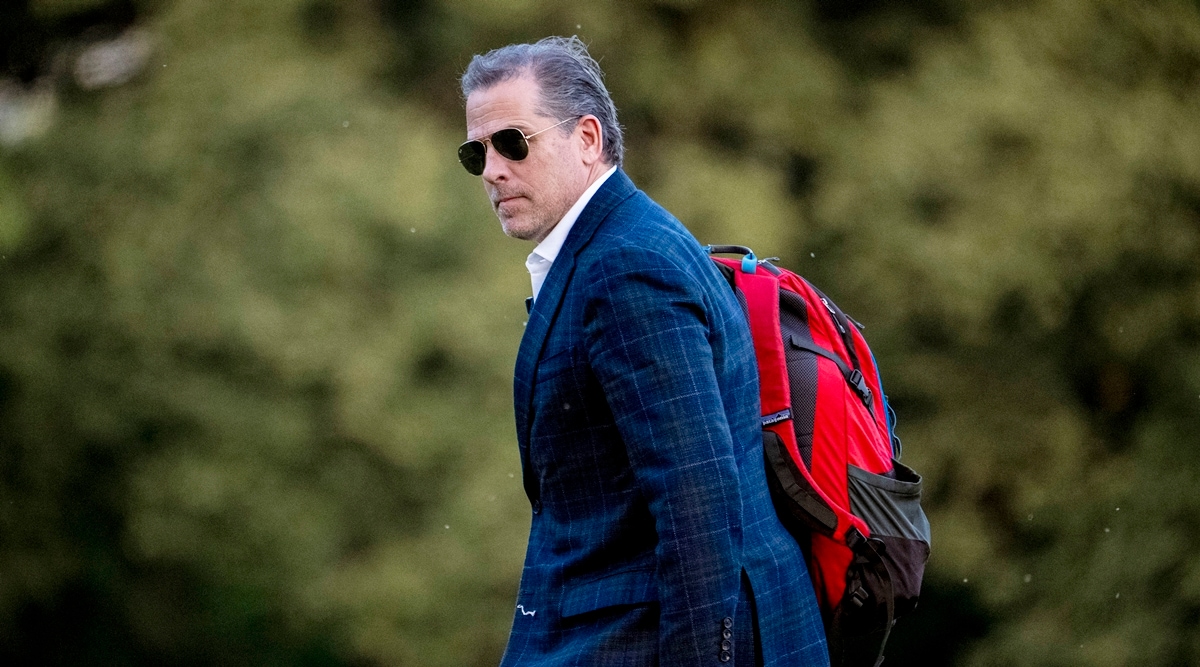 Hunter Biden, the son of US President Joe Biden, walks from Marine One upon arrival at Fort McNair in Washington