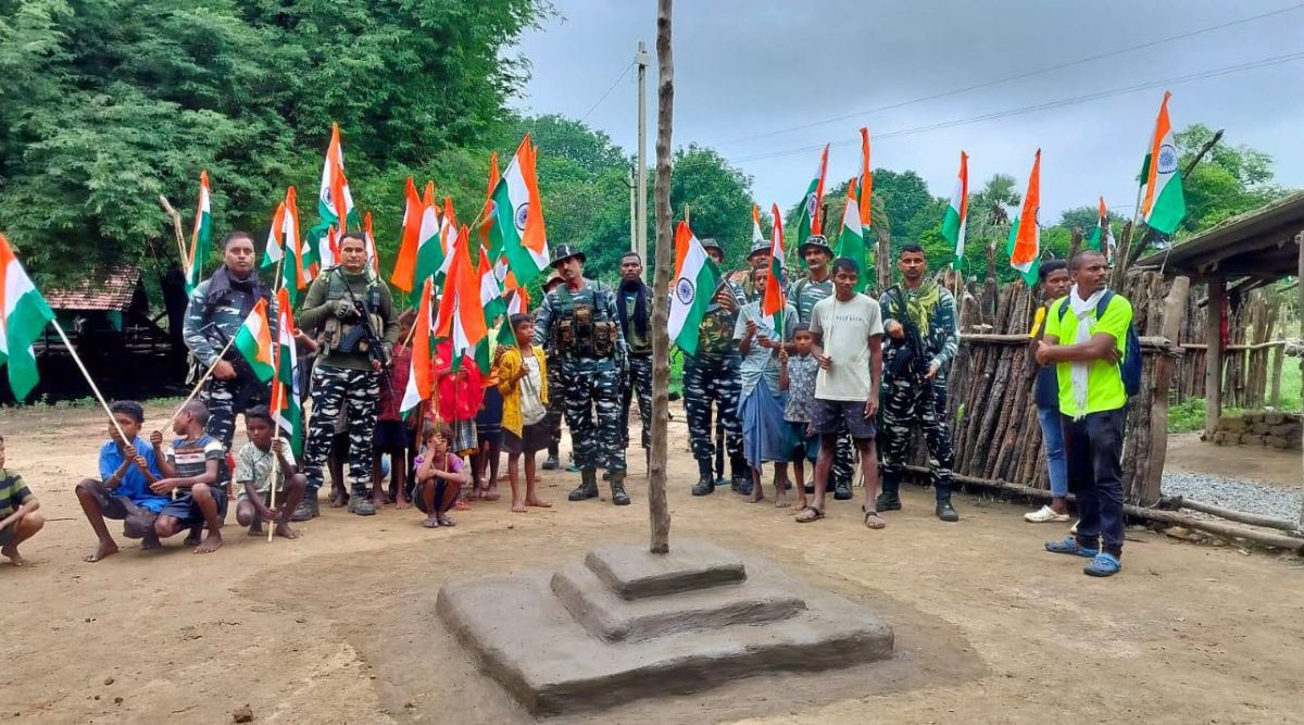 national flag hoisted in maoist areas
