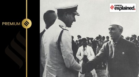 Nehru receives Mountbatten. Upon arriving in India, Mountbatten decided that a quick, immediate exit was the best way to “avoid further bloodshed” in the subcontinent.