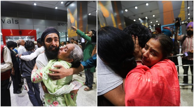 Libya returnees met families, people return to India from Libya, Duped, tortured, jailed, Indira Gandhi International Airport, indian express news