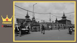 A view of historic Jamia Masjid in old city Srinagar.