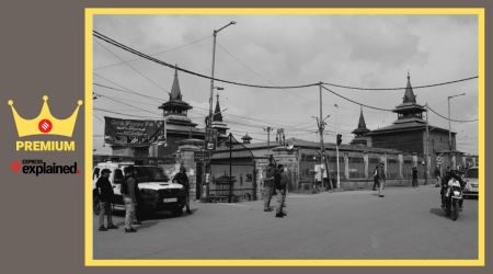 A view of historic Jamia Masjid in old city Srinagar.