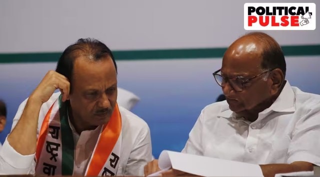 Maharashtra Deputy Chief Minister Ajit Pawar with his uncle, NCP supremo Sharad Pawar