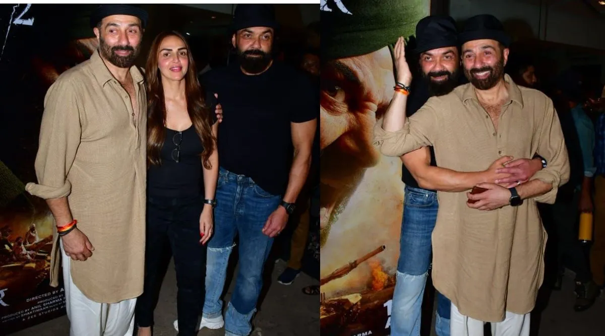 Esha Deol hosts special screening for Sunny Deol’s Gadar 2, Deol siblings pose together for the cameras. See pics, videos | Bollywood News