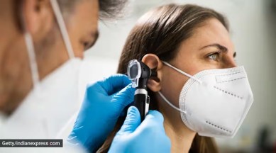Tinnitus is defined as the perception of sound, such as ringing, buzzing, hissing, or clicking, in one or both ears or in the head