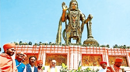 murals depicting Hanuman vandalised, Shree Kashtabhanjandev Hanumanji Mandir, Hanumanji Mandir, India news, Indian express, Indian express India news, Indian express India