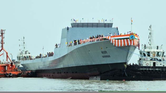 India’s latest warship ‘Mahendragiri’ launched in Mumbai | India News ...