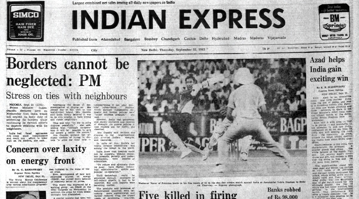 September 22, 1983, Forty Years Ago: PM on border safety | The Indian ...