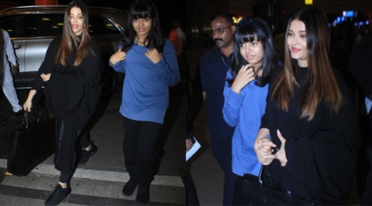 Aishwarya Nangi Video - Aishwarya Rai and Aaradhya Bachchan walk hand-in-hand as they jet off for  Paris Fashion Week, see pictures | Bollywood News - The Indian Express