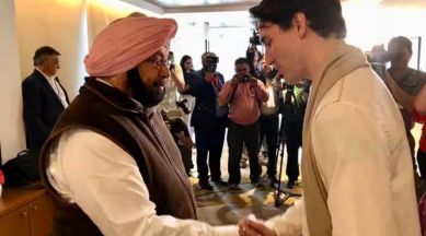 Amarinder with Trudeau, captain, captain amarinder singh, operatives for trudeau, khalistan, pro khalistan, india canada, indain express