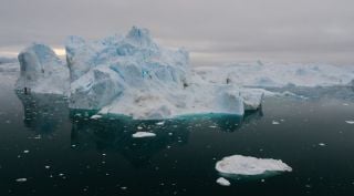 Ice formations in the Antarctic region.