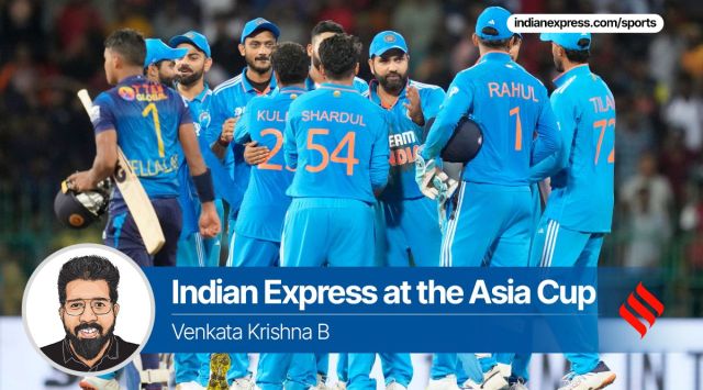 Indian team members celebrate their team's win over Sri Lanka by 41 runs in the Asia Cup cricket match between Sri Lanka and India in Colombo, Sri Lanka, Tuesday, Sept. 12, 2023. (AP/PTI)