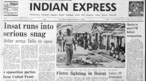 India’s three-segment domestic satellite, Insat-1B Crisis, satellits health, Opposition Alliance, United Front, Democratic Socialist Party, Janata Party, Mir Qasim Resigns, indian express news