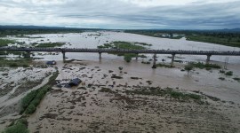 A view of the Haroli bridge over Swan riverduring therecent rainfall;