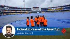 Colombo Weather Today: Ground staff pull covers as the rain interrupts the play of Asia Cup cricket match between India and Pakistan in Colombo, Sri Lanka.
