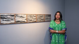 The ongoing exhibition was either made or evolved earlier this year during her month-long stay in a remote island in the Sunderbans mangrove forest called Satjelia. (Picture credit: Author)