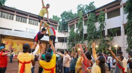Members of LGBTQIA community practise for Dahi Handi at Gogte School on Wednesday. Arul Horizon LGBTQIA community, pune Dahi Handi celebrations, Dahi Handi celebrations, Gogte School premises in Narayan Peth, Pune news, Pune news, Maharashtra news, Indian express news