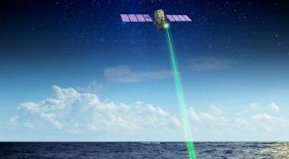 Artist's illustration of NASA's CALIPSO satellite at work.