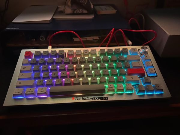The OnePlus keyboard with RGB lighting.