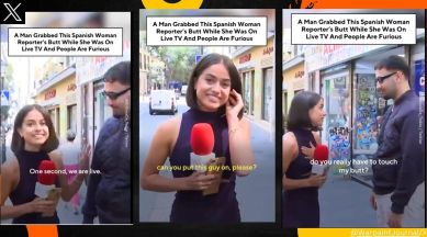 Outrage as Spanish TV reporter is groped live on air while reporting robbery