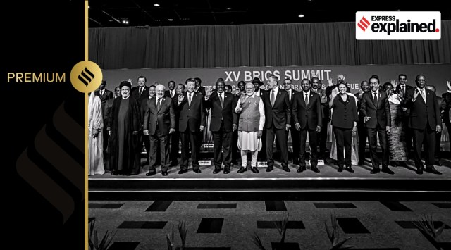 Prime Minister Narendra Modi with Brazilian President Luiz Inacio Lula da Silva, Chinese President Xi Jinping, South African President Cyril Ramaphosa, Russia's Foreign Minister Sergei Lavrov and other world leaders poses for a photo during the 15th BRICS Summit, in Johannesburg, Thursday, Aug. 24, 2023.