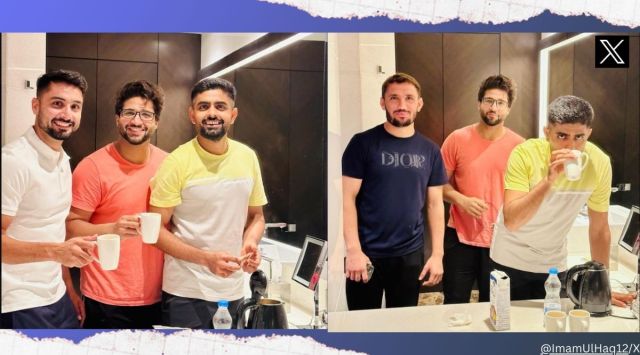 Pakistan captain Babar Azam and co sip tea after arrival in Hyderabad