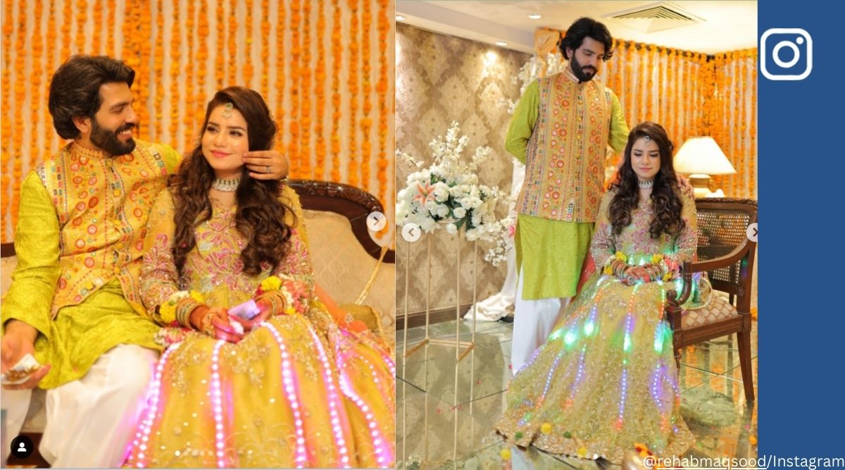 Pakistani bride %E2%80%98shines bright on her wedding as she wears lehenga with LED lights
