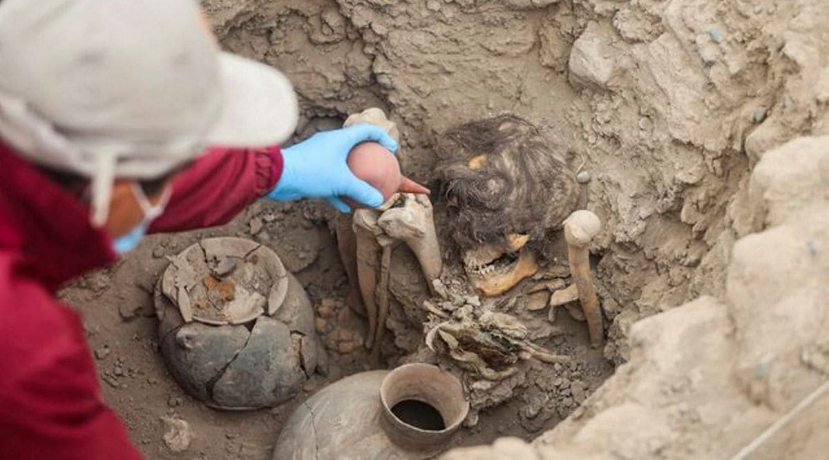 1000-year-old mummy with long hair unearthed in pyramid in Peru