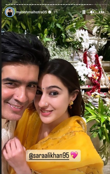 Manish Malhotra with Sara Ali Khan. (Pic: Manish/Instagram)