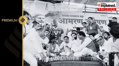 Maharashtra Chief Minister Eknath Shinde with Maratha activist Manoj Jarange-Patil who was protesting regarding the quota demand for Marathas.