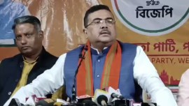 long power cuts in bengal, BJP protests aganst power cuts, Suvendu adhikari cites Puja work, bengal power supply, bengal power management, mamata banerjee, indian express news