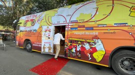 The Maharashtra State Road Transport Corporation inaugurated a mobile exhibition at the Swargate bus depot in Pune on Monday to mark 75 years of the undertaking. Arul Horizon (1) MSRTC, MSRTC bus, Maharashtra State Road Transport Corporation (MSRTC), Pune news, Pune news, Maharashtra news, Indian express news