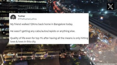 Unable to get cab amid traffic chaos, man walks 12 km in Bengaluru to reach home