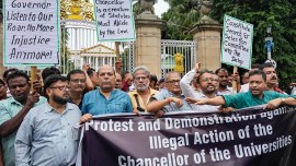bengal Educationists Forum protest, appointment if VCs, Protests against Governor CV anand bose, Mamata banerjee, west bengal education news, Trinamool Congress, Indian express news