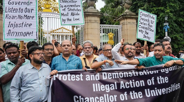 bengal Educationists Forum protest, appointment if VCs, Protests against Governor CV anand bose, Mamata banerjee, west bengal education news, Trinamool Congress, Indian express news