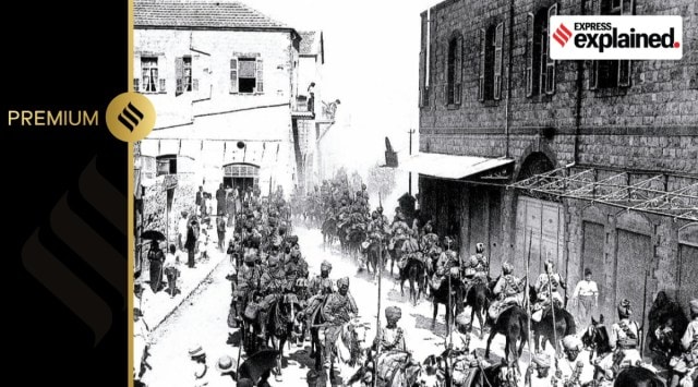 Jodhpur Lancers marching through Haifa, Israel, after they liberated it from the Ottoman Turks.