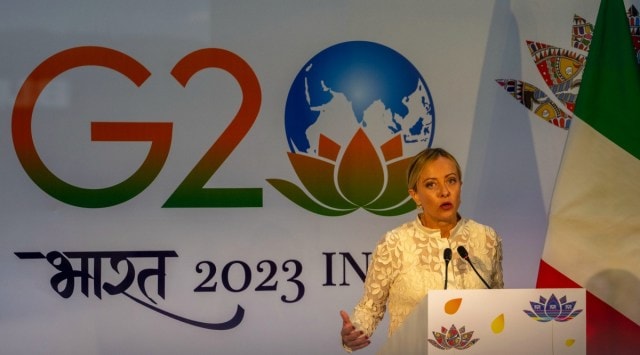 georgia meloni, G20 summit 2023, ,italy, china, indian express