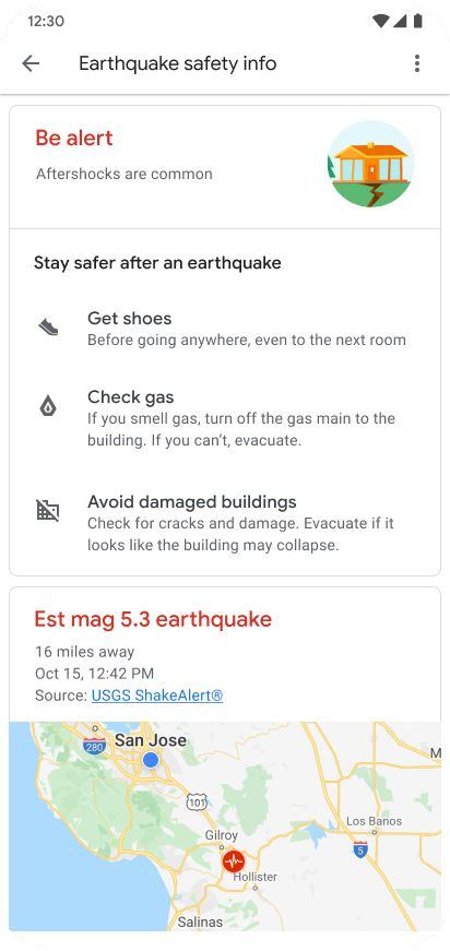 google earthquake alert