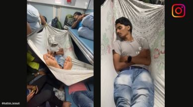 hammock inside train coach