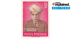 A government-issued stamp on the 100th birth anniversary of M Visvesvaraya.